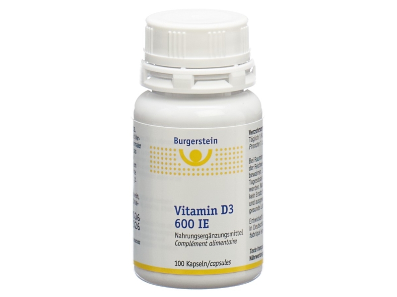 BURGERSTEIN Vitamin D3 600 UI, 100 Capsules
